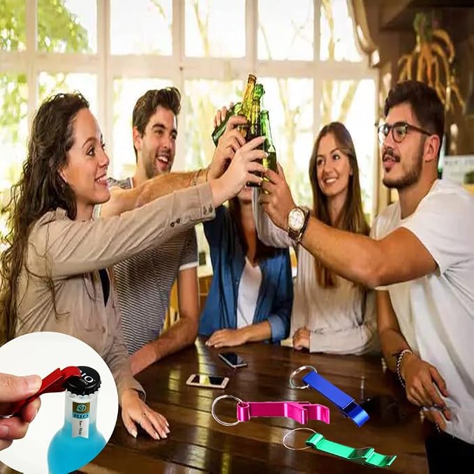 100Pcs Colored Aluminum Bottle Opener Keychain, Soda Beverage Beer Bottle - Image 6