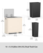 Lovewind Double Trash Can Kitchen, 13+5.5 Gallon Stainless Steel Dual Trash and - Image 7