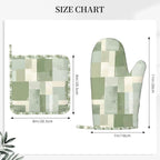 Oven Mitts and Pot Holders Set, Modern Art Pastel Green Geometric Silicone - Image 3