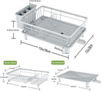 Dish Drainer Rack with Drip Tray, Sink Dish Drainer with Drainage Spout - Image 2