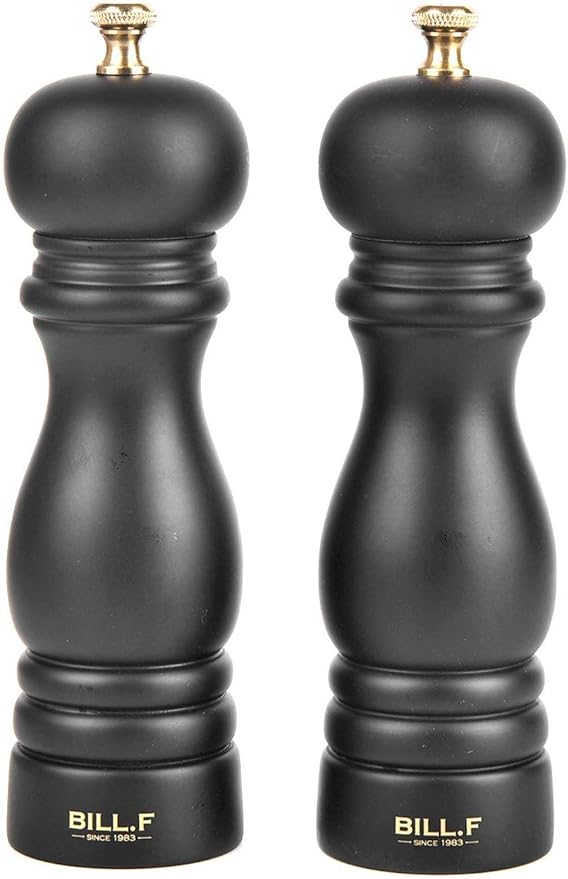 BILL.F Salt and Pepper Grinder Wooden Pepper Mill Grinder Salt Pepper Shakers by BFBILLFSINCE1983