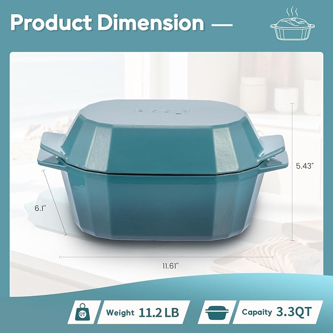 Enameled Cast Iron Dutch Oven for Bread Baking – 3QT Oval Round Heavy Duty - Image 2