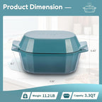 Enameled Cast Iron Dutch Oven for Bread Baking – 3QT Oval Round Heavy Duty - Image 2