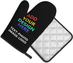 Custom Oven Mitts and Pot Holders Sets Personalized Customized Logo Text Image - Image 2