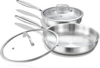 DELARLO Tri-Ply Stainless Steel Pan, 18/10 Frying Pan, Oven Safe Up to 600°F by DELARLOCOOKWARE