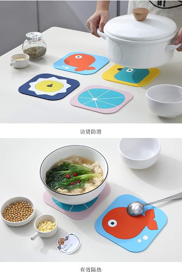 Pot Holders Set of 2 Heat Resistant 480 ℉ Non Slip Clear Silicone Printed - Image 8