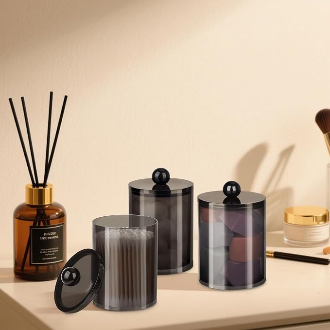 XIPENGKEJI 6 Pack Qtip Holder, Canister Apothecary Jar Set, Bathroom Jars - Image 7