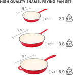 Hisencn Enameled Cast Iron Frying Pan Set, 3 Piece Set of 8''/9.5''/11'' - Image 6