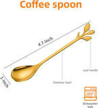 AnSaw Elegant Gold Leaf Coffee Spoons - Image 2