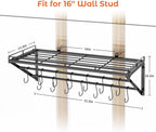 OROPY 31 Inch Wall Mounted Pot Rack Storage Shelf - Image 5