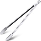 Grill Tongs - 17 Inch Extra Long BBQ Tongs, Heat Resistant Stainless Steel by HE-SANQI
