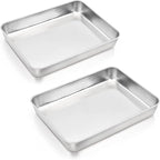 E-far Baking Pans Set of 2, 12.4” x 9.6” x 2” Stainless Steel Rectangular Cake by E-far