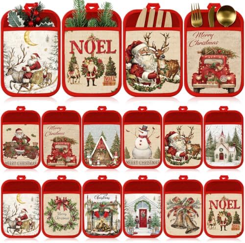 Jingmore 12 Pcs Christmas Pot Holders with Pocket for Kitchen Cooking Gift by Jingmore