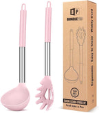 Silicone Pasta Fork and Ladle Spoon Set, Large Non Stick Kitchen Utensils by BUNDLEPRO