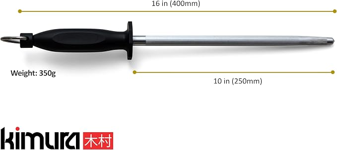 Kimura® Professional Honing Steel, 10 inch Honing Rod, Carbon Steel Knife - Image 3