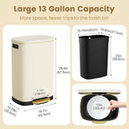 ELPHECO Kitchen Trash Can with Lid Soft Close, 13 Gallon / 50L Stainless Steel - Image 3