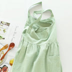 Uaussi Cotton Linen Apron Cross Back Work Apron - Image 2