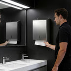 Paper Towel Dispenser Wall Mount, Keyless Magnetic Closure, Brushed Stainless - Image 7