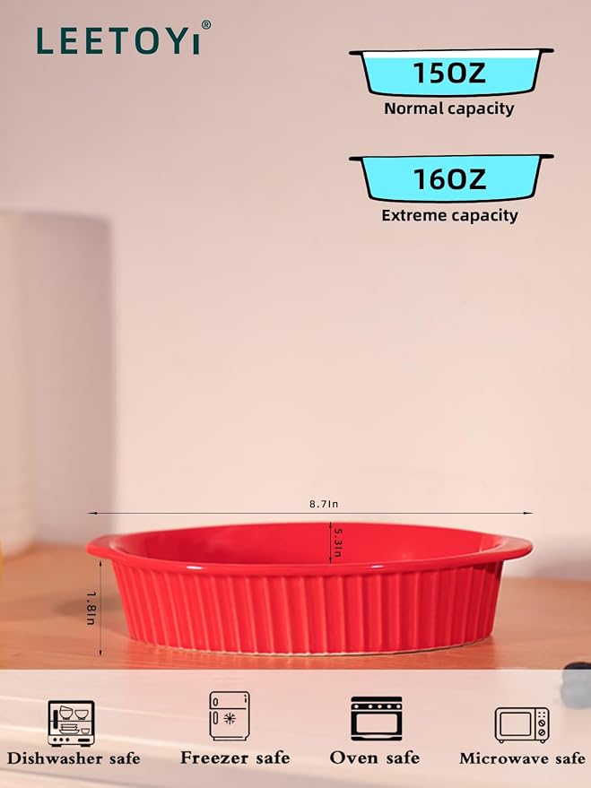 LEETOYI Porcelain Small Oval Au Gratin Pans, Baking Dish Set - Image 5