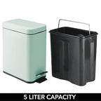 mDesign Small Modern 1.3 Gallon Rectangle Metal Lidded Step Trash Can, Compact - Image 4
