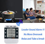 Digital Dual Kitchen Timer for Cooking, 3 Channels Count Down/up Triple Multi - Image 6