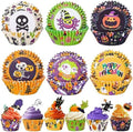 Halloween Cupcake Liners with Toppers Picks, Standard Wrappers Cupcake Disposable Baking Cups Muffin Liners for Halloween Party Decorations Supplies (150 Liners & 150 Toppers) by Homyplaza