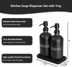 Black Dish and Hand Soap Dispenser Set - Image 3