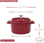 Flavehc Mini Cocotte 16 oz Mini Dutch Oven 0.5 qt. Cast Iron Garlic Roaster - Image 3
