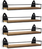 TJ.MOREE 4 Pack Spice Rack Wall Mounted Rustic Style Hanging Spice Organizer - Image 7