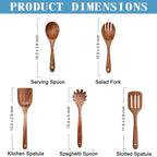 Wooden Spoons for Cooking Non-Stick Kitchen Pan Toolset 5 PCS Set, Natural - Image 4