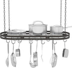 33” Hanging Pot Rack Ceiling Mount, Oval Pots and Pans Hanging Rack, Ceiling by TICKCACY-EnrichYourLife