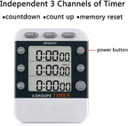 Digital Dual Kitchen Timer for Cooking, 3 Channels Count Down/up Triple Multi - Image 3