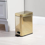 mDesign Small Modern 1.3 Gallon Rectangle Metal Lidded Step Trash Can, Compact - Image 3