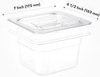 CURTA 6 Pack NSF Food Pan Cover, 1/6 Size Clear Polycarbonate Lid - Image 2
