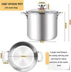 TeamFar 12 Quart Stock Pot, 18/10 Stainless Steel Large Cooking Soup Pot - Image 2