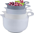 Mixing Bowls - 4 Piece Nesting Plastic Mixing Bowl Set - Non Slip Bottom and by Cheeren