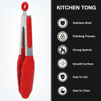 Mini Silicone Serving Tongs Set of 3, Small Kitchen Tongs - Image 3