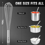 Walfos Whisk, 14in Large Whisks, Heavy Duty Stainless Steel Wire Whisk - Image 6