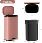 Arlopu 8/13.2 Gallon Step Trash Can, Stainless Steel Garbage Bin, Soft-Close - Image 2