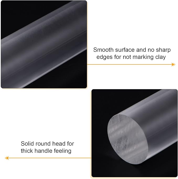 HARFINGTON Acrylic Clay Roller 7.28 Inch x 1 Inch Solid Non-Stick Plastic Round - Image 4