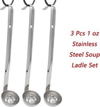 3 Pcs 1 oz Stainless Steel Soup Ladle Set, Long Handle Serving Spoons - Image 2