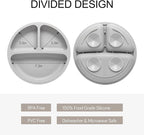 Eascrozn Silicone Baby Feeding Set, 2 Pack Divided Baby Plates - Image 2