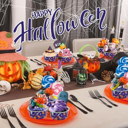 Halloween Mini cake pans with lids, Aluminum Mini Baking Cups, Purple Round - Image 4