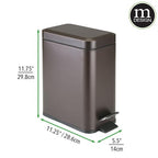 mDesign Small Modern 1.3 Gallon Rectangle Metal Lidded Step Trash Can, Compact - Image 8