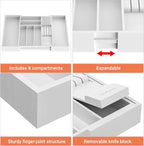 TIOPGHAD Bamboo-Silverware-Drawer-Organizer-Kitchen, Expandable Utensil Holder - Image 5