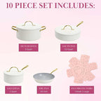 Paris Hilton Iconic Nonstick Pots and Pans Set, Matching Lids - Image 4