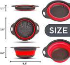 Red Round Silicone Collapsible Colander – Silicone Round Kitchen Strainers - Image 2