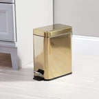 mDesign Small Modern 1.3 Gallon Rectangle Metal Lidded Step Trash Can, Compact - Image 2