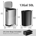 KUK 13 Gallon/50L Stainless Steel Kitchen Trash Can - Image 7