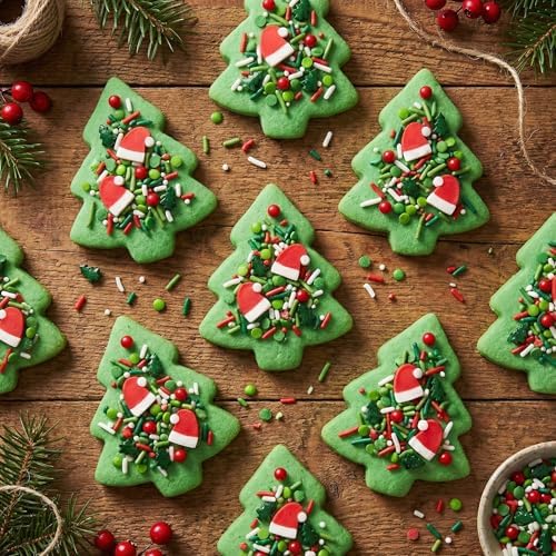 Santa Hat Holly Sprinkles Christmas Mix - 3.8oz Bottles (2 Pack) Festive Red, Green & White Baking Sprinkles with Santa Hats for Cupcakes, Cookies & Holiday Treats - Image 2